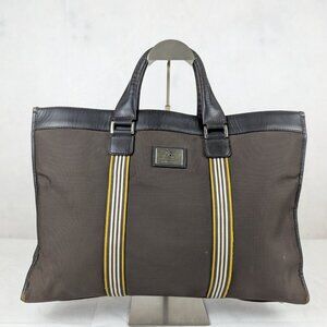 Burberry Black Label Canvas Leather Briefcase Hand Bag Brown